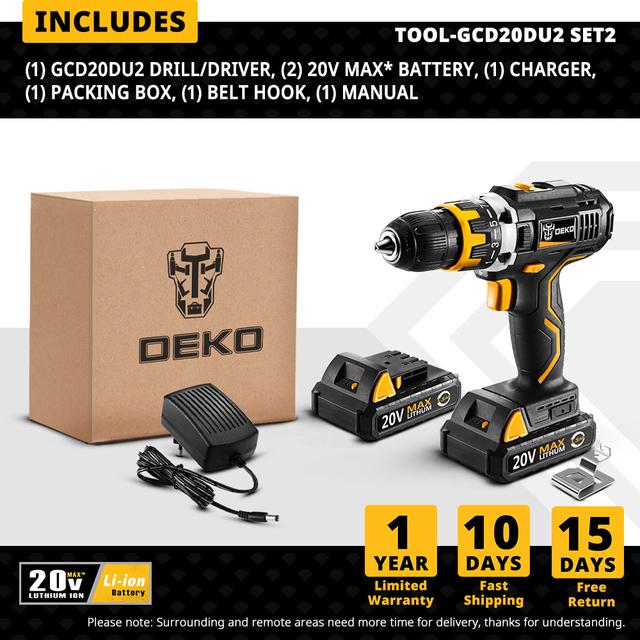Шуруповерт DEKO GCD20DU2 SET2 